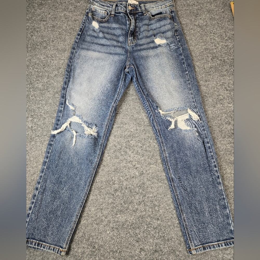 Cello Distressed High Waisted Mom Jeans Blue Size 9 #226